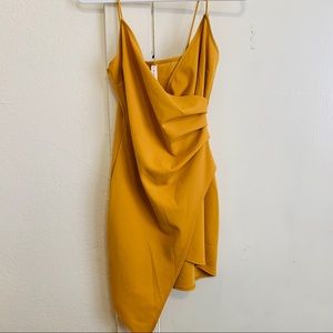 Mustard bodycon wrap dress by Blue Blush